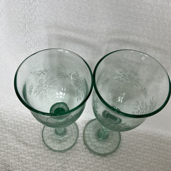 Unique Vintage Dining Vintage Hand Blown Green Tinted Wine Glasses